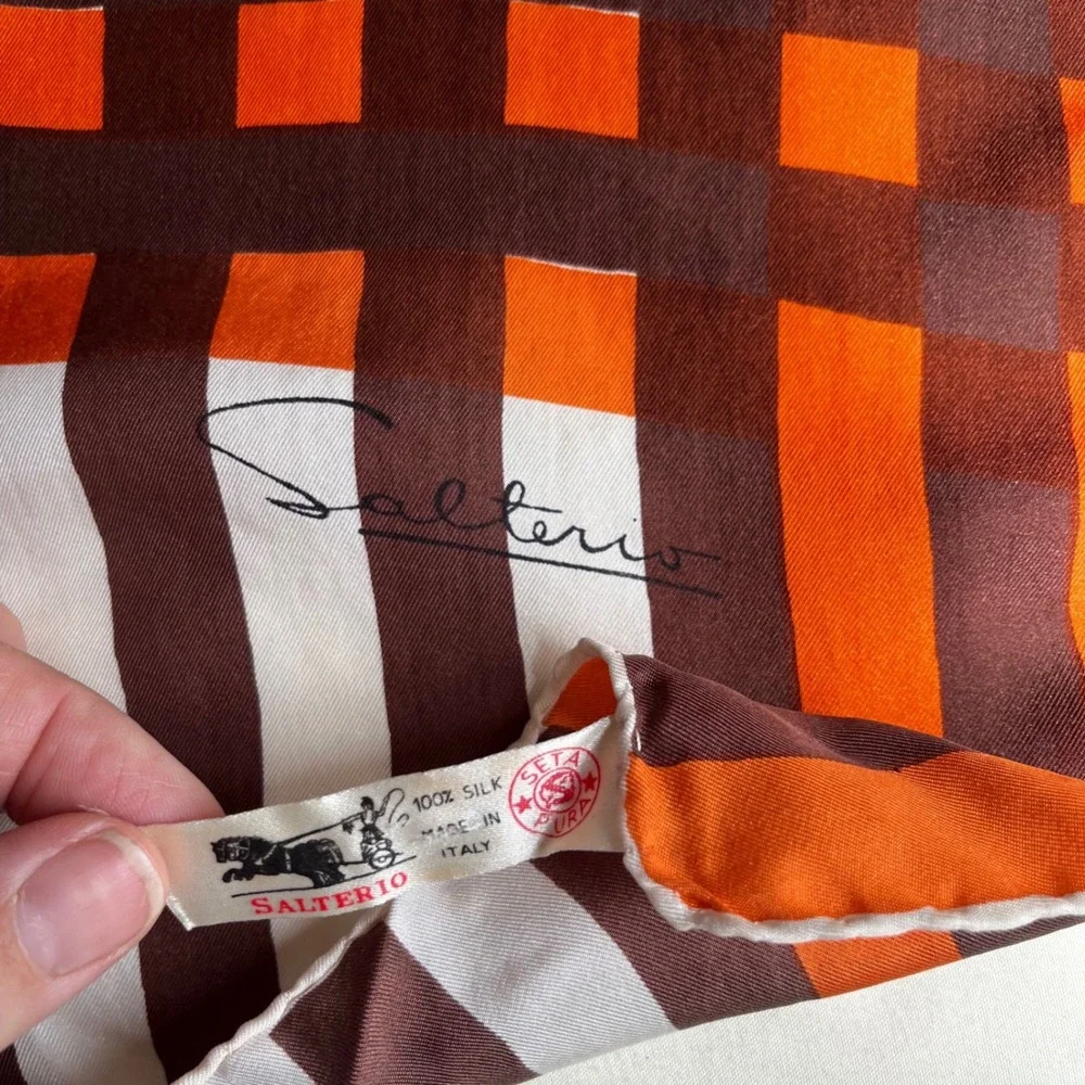 Vintage Salterio Italian Silk Mod Stripe Oblong Scarf